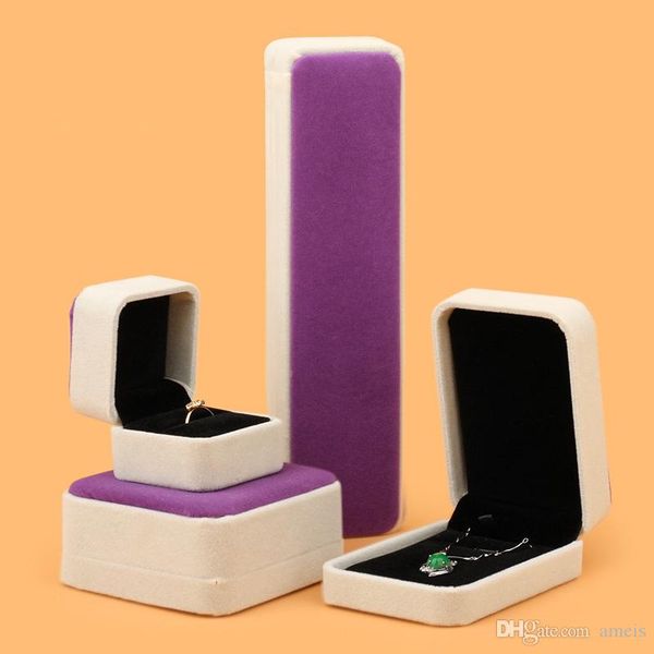 

sample purple fashion jewelry box for ring pendant bracelet ncklace comfortable hand felling delicate appearance jewellry box, Black;white