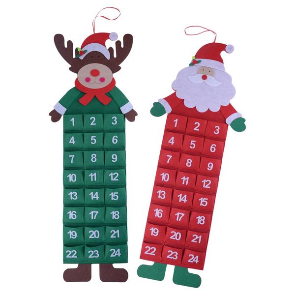 

new cute felt christmas advent calendar & pockets xmas countdown wall hanging decoration kids gift