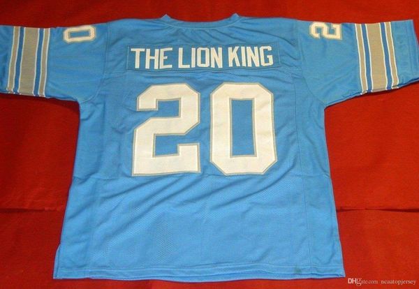 

retro #20 barry sanders custom mitchell & ness jersey the lion kng bule mens stitching high-end size s-5xl football jerseys college nc, Black;red