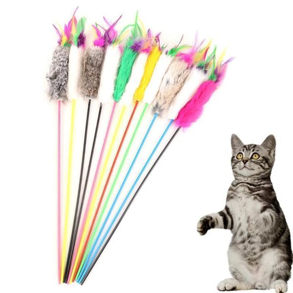 

pet cat toy feather stick funny kitten playing rods pet interactive toys 17#