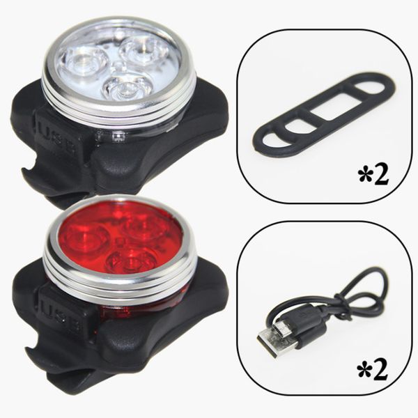 

cob bicycle lamp mountain bike usb charging headlight + warning taillight set taillight cycling accessories 030