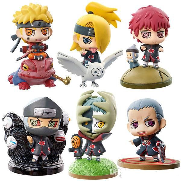 

2020 6 styles 6 pieces / set 4-6cm pvc of cartoon naruto mosquito repellent eye hand model blind box toys p141