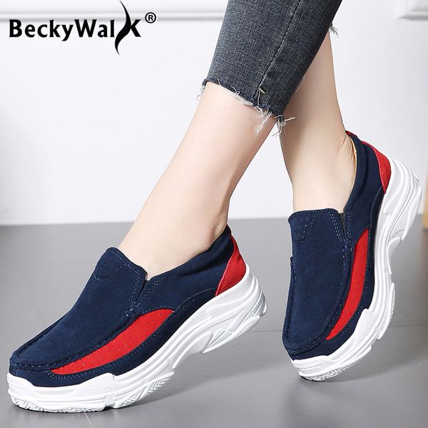 

spring autumn women shoes size 41 suede leather shoes woman casual platform loafers patchwork flats women sneakers wsh3572, Black