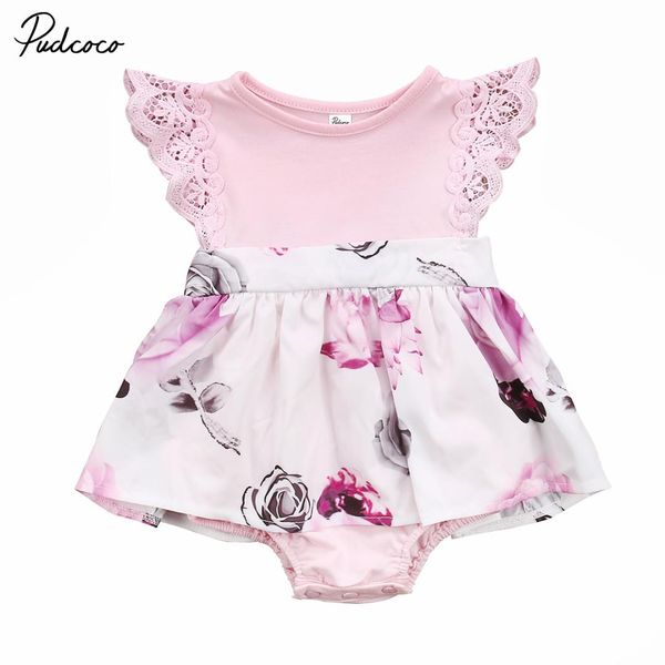 

pudcoco малыш ребёнок цветочной одежда bodysuits sundsuit новорожденного лето без рукавов cute one-pieces одежда, Blue