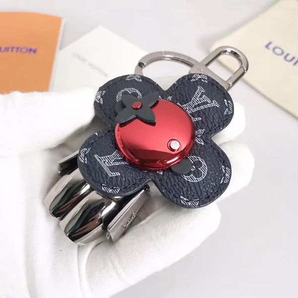 

Luxury Cute Flower Designer Keychain Stainless Steel Robot Leather Accessory Car Keychains for Gifts with Box