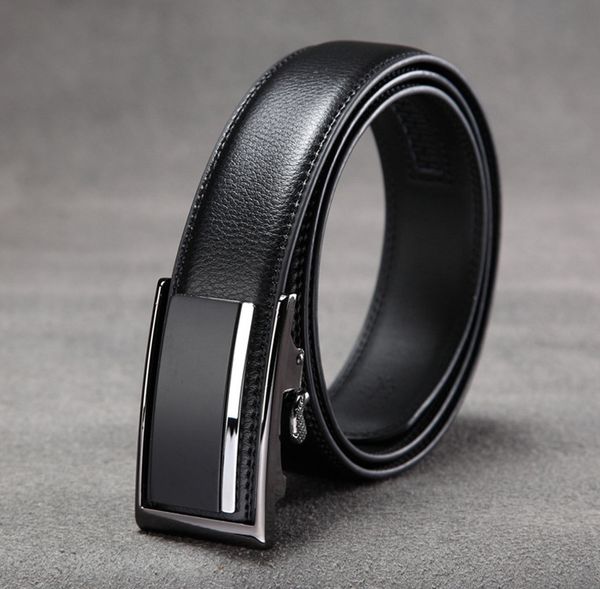 

men's automatic buckle casual belt business cowhide genuine leather inner buckle men's belt tide, Black;brown