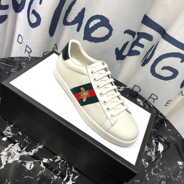 

mens designer shoes white leather ace embroidered bee sneakers men women platform casual shoes 18s gucci, Black