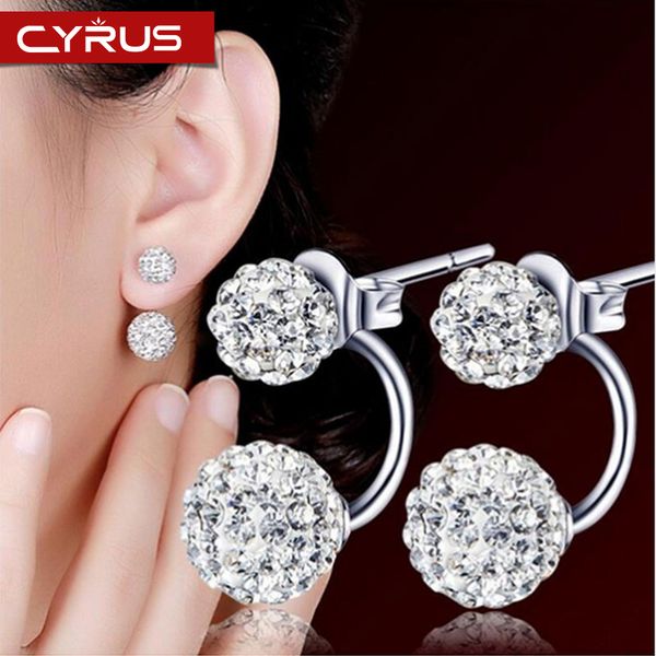 

crystal ball shambhala ball dangle earrings anti allergy multicolor multiple wearing modes ball earrings fine boho jewelry gift, Silver