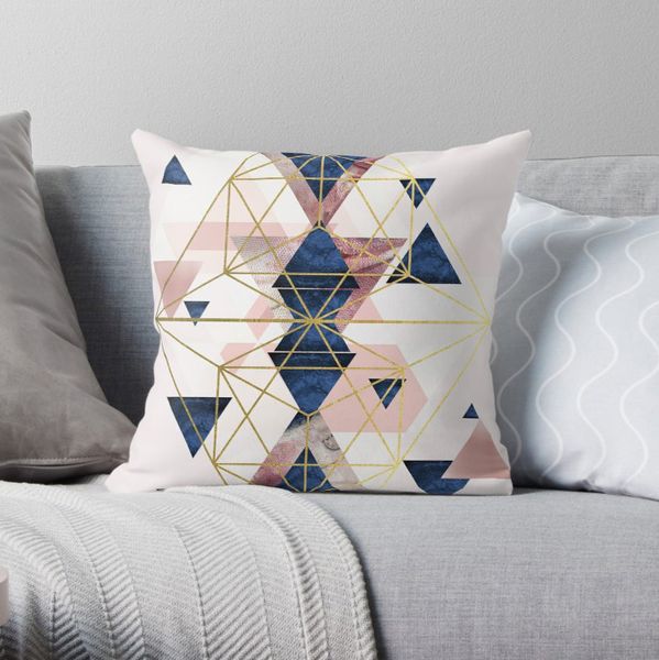 

blush pink and navy geometric perfection pillow covers cases pattern nordic cover cushion pillowcase square print pillow case