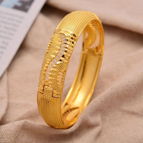

24k ethiopian wave 1pcs dubai trendy wedding bangles for women bride arab african gold color bracelet jewelry middle east gifts, Black