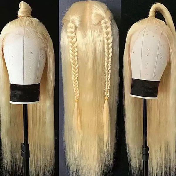 

613 blonde silky straight human hair wigs 360 lace frontal 180 density blonde straight 613 wigs for black women, Black;brown
