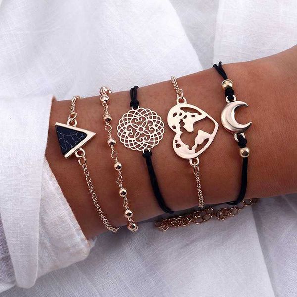 

17if boho charm bracelets for women personalized gold vintage bangles jewellery for women jewelry accessories bracelet set gift, Golden;silver
