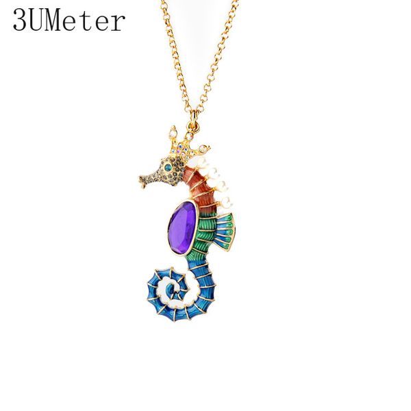 

lateefah hoge kwaliteit legering zeepaardje hanger ketting voor elegante vrouwen clear zirconia inlay vrouwelijke sieraden party, Silver