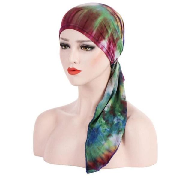 

2020 new women printing turban hat india cap muslims chemo cap chemotherapy bonnet hat for ladies muslim hair loss head scarf, Blue;gray