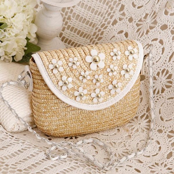 

woven handmade straw bags daisy flower female shoulder bag ladies crossbody bags for women rattan handbags boho beach bag w354