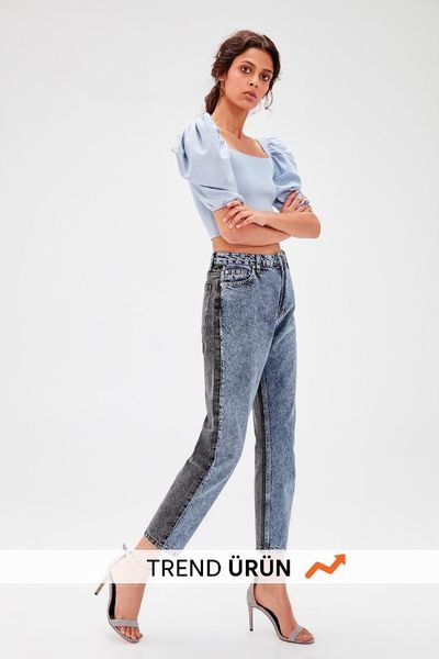 

trendyol mavi black piece-flushing high bel mom jeans twoaw20je0120, Blue