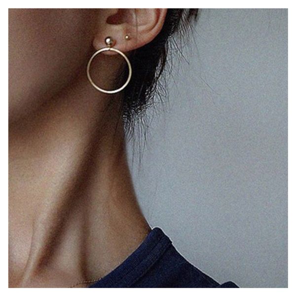 

fashion small metal ball drop earrings jewelry punk style gold sliver color round circle dangle earrings gift for women, Silver