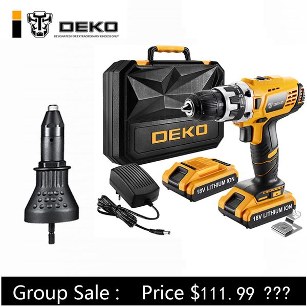 

deko cordless drill mini screwdriver electric power wireless driver dc lithium-ion battery 2-speed gcd18du2 18v 38n.m
