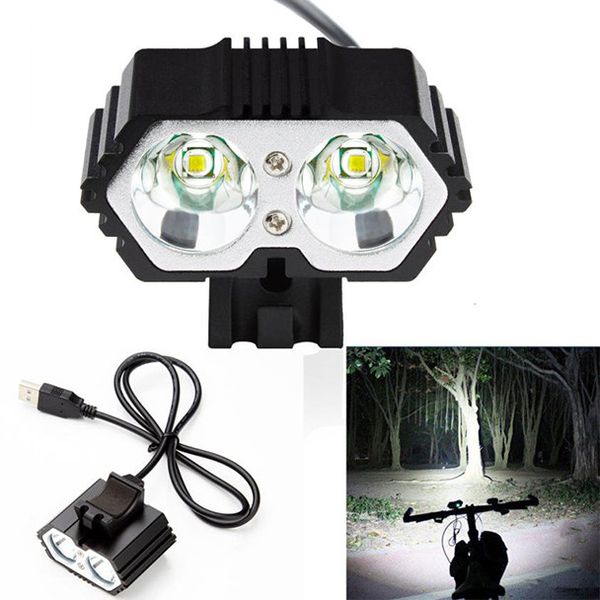 

bicycle 6000lm 2 x xm-l t6 led usb waterproof lamp bike bicycle headlight bike light front cycling lamp bicicleta