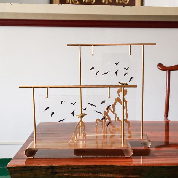 

new chinese creative acrylic decoration mountain crafts metal living room study console console soft home accessories