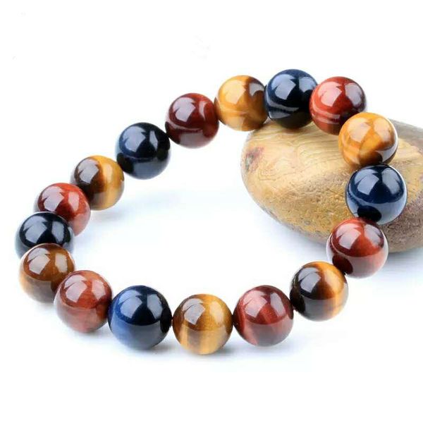 

10mm genuine natural colorful tiger's eye bracelets gemstone for women men stretch crystal round bead bracelet drop shipping, Golden;silver