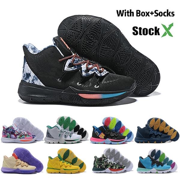 

stock x kyrie v 5 all-star basketball shoes irving 5s men black white grey zoom sport training designer sneakers high ankle size 40-46