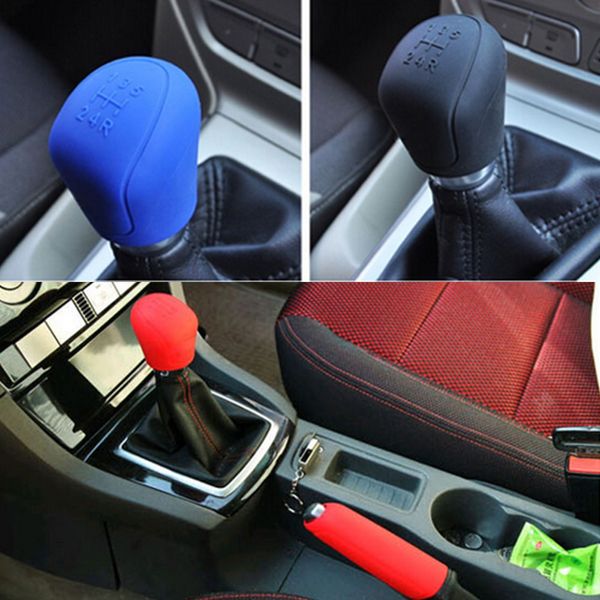 

2pcs universal manual gear shift collars car silicone gear head shift knob cover handbrake grip car hand brake covers case