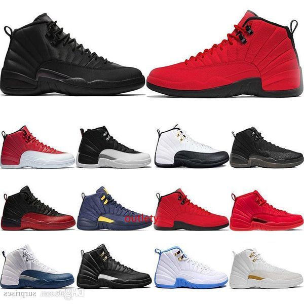 

12s winterized wntr basketball shoes gym red bordeaux bule 12 white black the master flu game mens sports sneaker trainers size 7-13