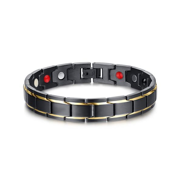 

abrray magnetic hematite copper bracelet men's health bracelets with hook buckle clasp therapy bangles man health care jewelry, Golden;silver