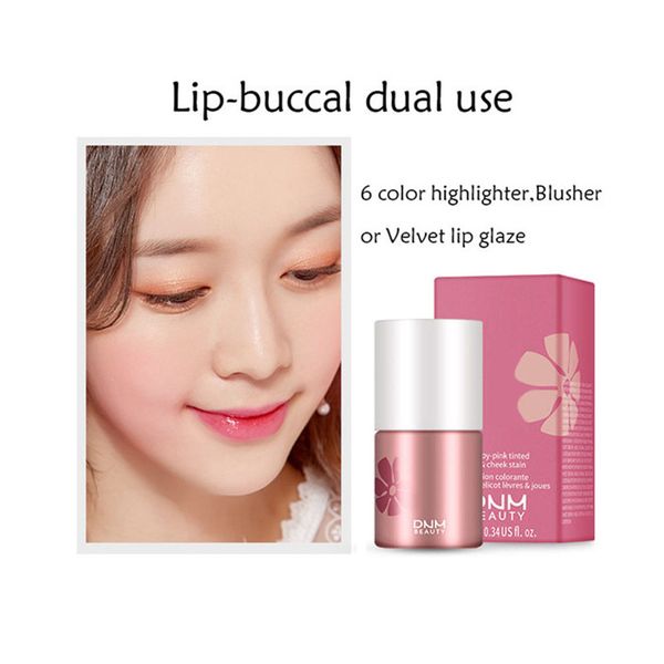 

dnm face blusher rouge makeup lip and cheek dual-use rouge water liquid non-stick cup lip color lipstickcream natural blu