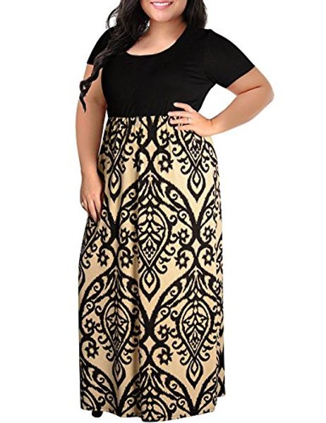

kancystore women plus size maxi dresses chevron print summer short sleeve casual long dress, Black;gray