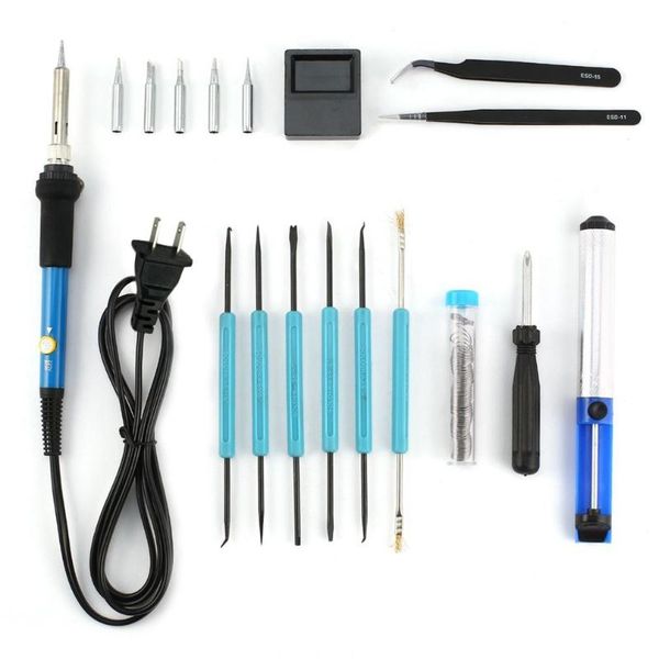 

110v portable 60w adjustable electric temperature gun welding soldering iron tools kit with carrying bag & multiple tips type