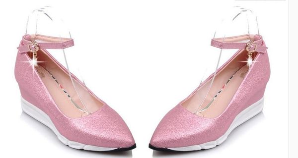 

women's shoes in spring and autumn slope heel pointed end @65, Black