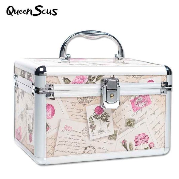 Professional Aluminum Makeup Case Portable Travel Jewelry Cosmetic Organizer Box With Mirror Beauty Vanity Brush Storage Bag Shoe Bags