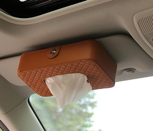 

21*12*6.3cm tissue box pu leather car tissue box napkin holder sun visor hanging storage for car universal seat accessories