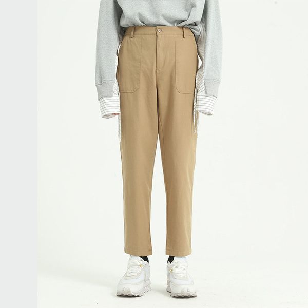 

men casual elastic waist cargo pant male japan korea style streetwear fashion hip hop pants trousers, Black