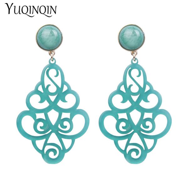 

fashion resin acrylic vintage drop earring colorful round big/long earrings for women punk statement bohemian earings hanging, Silver
