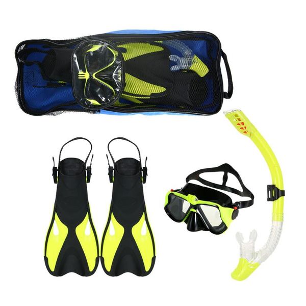 

1 set snorkeling google fins set anti-fog goggles mask snorkel tube fins with gear bag for men women swimming scuba