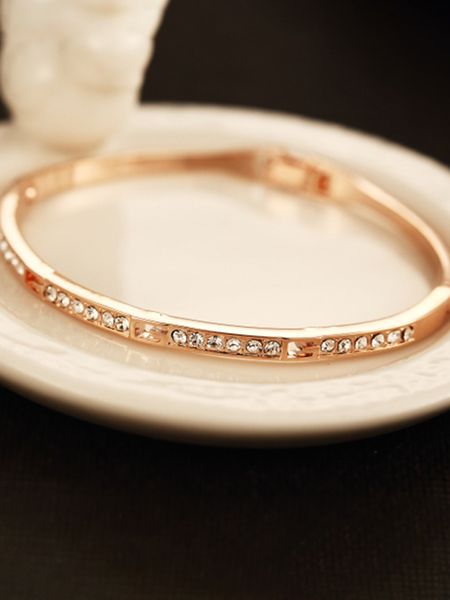 super scintillante! Nuova moda nel designer di lusso con diamanti, bracciale rigido semplice ed elegante molto carino per donna Yong Girls in oro rosa 17 cm