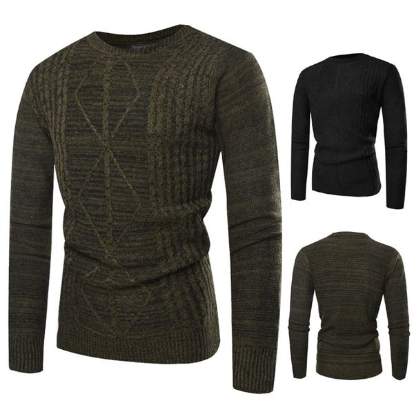 

men autumn winter pullover knitted printed sweater o-neck long sleeve warm outwear blouse casual style men clothing sweater, White;black