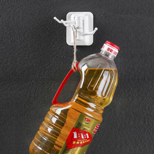 

2020 rotary 4-hook kitchen bathroom wall rack towel rack without screw and trackless hook 7.48*5.9 cm coffee white blue