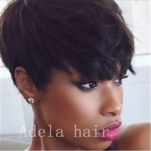 Brazilian Nature Straight Virgin Hair Short Human Hair Wigs For