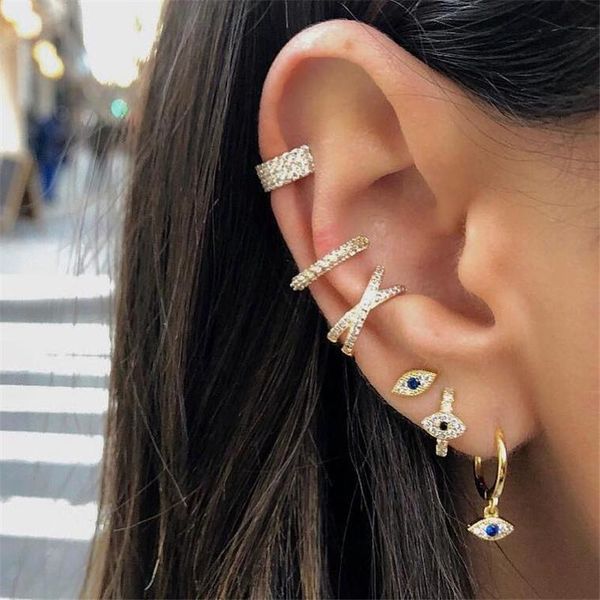 

roxi 925 sterling silver earrings for women blue evil eyes tiny small stud earrings sterling-silver-jewelry cz paved ear studs, Golden;silver