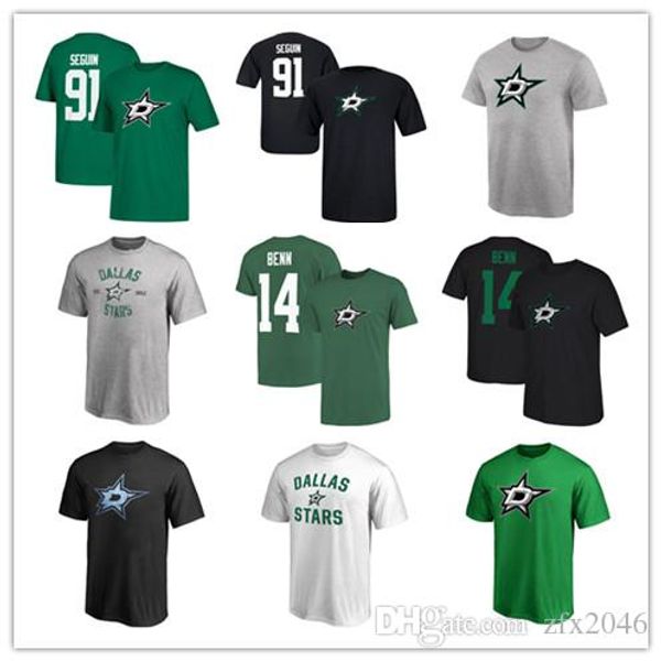 

14# Jamie Benn Green 91# Tyler Seguin Black Hockey Jerseys Men's Dallas Stars t-shirts Brand men cool Sport jersey printed Logos