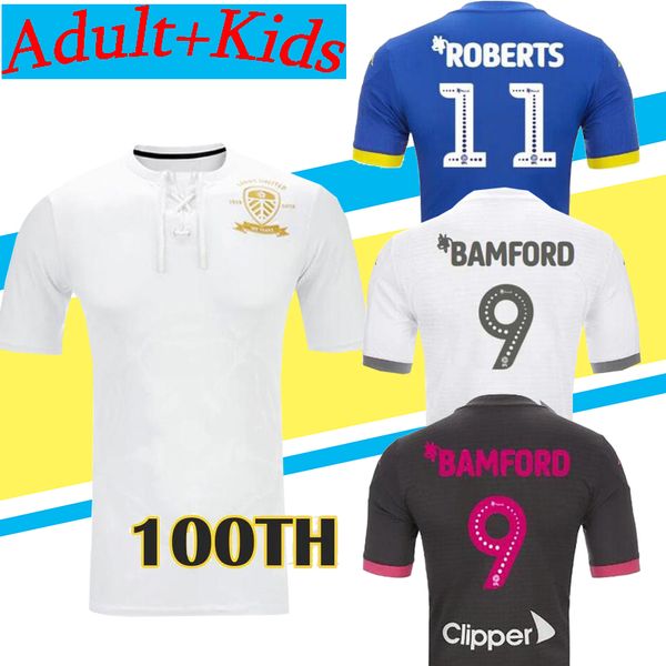 

19 20 leeds united 100th anniversary soccer jersey costa celebrates centenary 2019 2020 bamford clarke 100 years men kids kit football shirt, Black;yellow