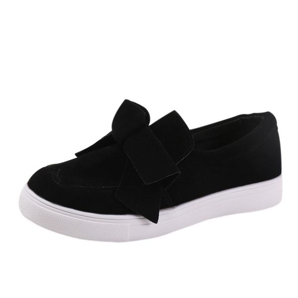 

2019 women's bow walking shoes slip on comfortable outdoor casual female black shoes street breathable footwear big size 35-43