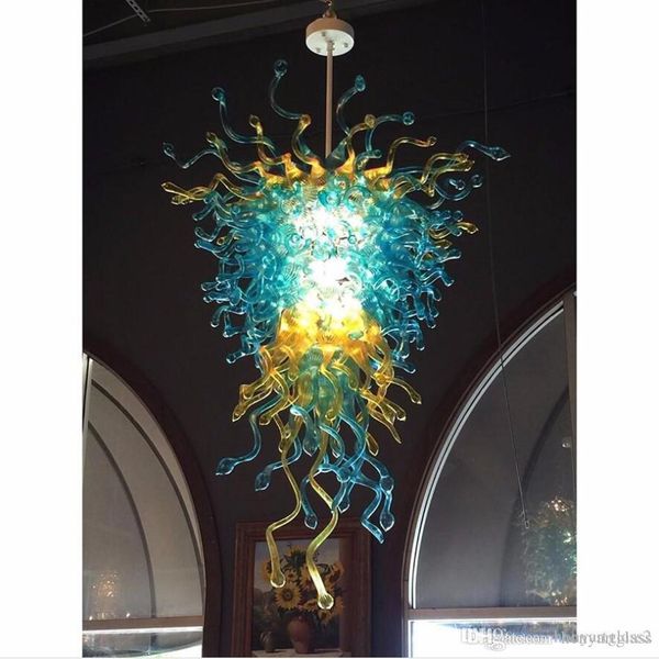 

Blue Golden Hand Made Blown Art Decor Colorful Europe Style Glass Chandelier for Living Room Kitchen Villa Lobby Coffee House Decor