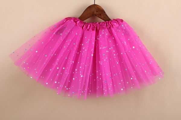 

girls pink glitter starts tutu skirts baby 3layers tulle ballet dance pettiskirts tutus underskirts kids party skirts 30pcs/lot