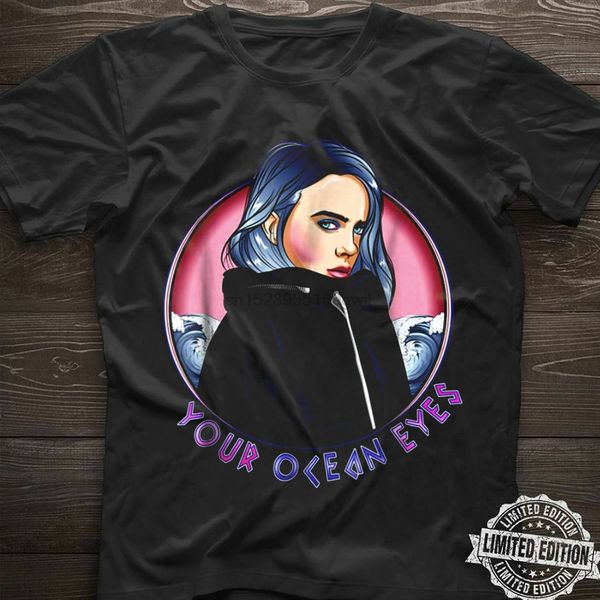 

billie eilish новый бренд моды класса люкс дизайнер мужские футболки билли эйлиш вы океан глаза быть футболка черный хлопок мужчины(1, White;black