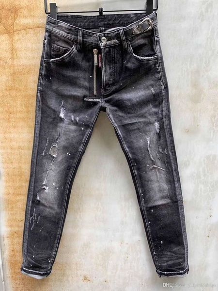 

2019 italy icon d2 classic fashion man jeans hip hop rock moto mens casual design ripped jeans distressed skinny denim biker jeans men pants, Blue